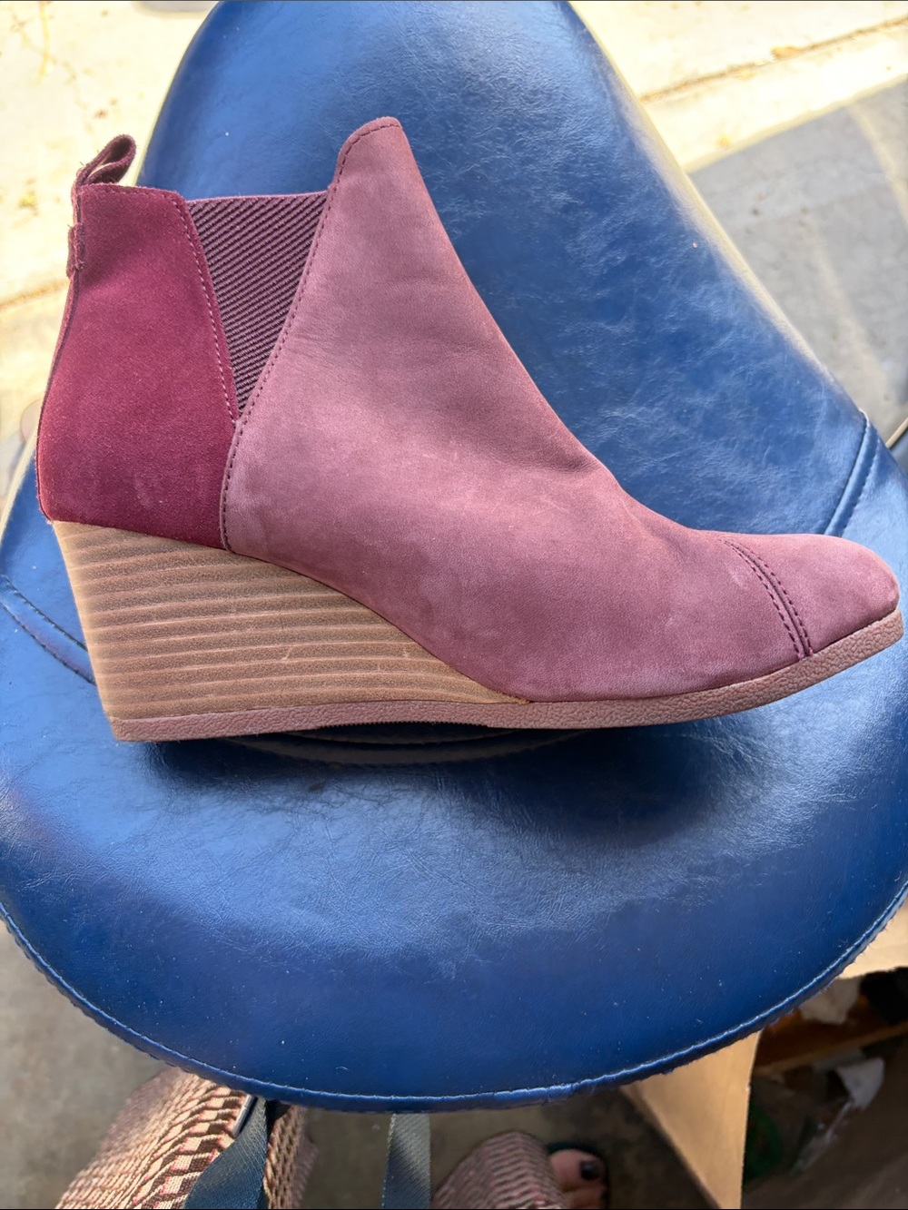 Bundle Women's Suede Wedge Ankle Boot in Burgundy, tan Nordstrom boot perfect